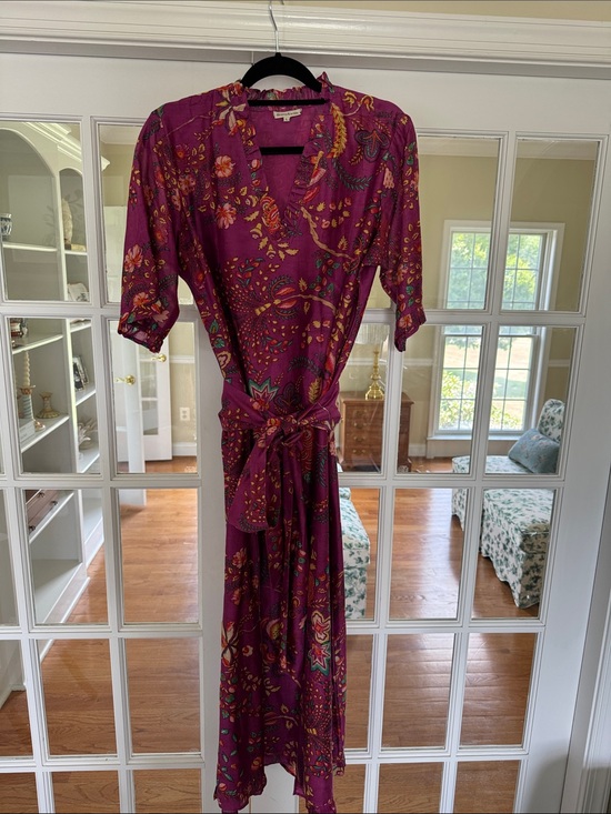 Fitzroy & Willa Other - Women’s Magenta Floral Ruffle Collar Maxi Dress - Fitzroy & Willa